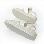 Chanel Sandals Shoes Leather White Gold Quilted Coco Mark Logo Velcro — view 6