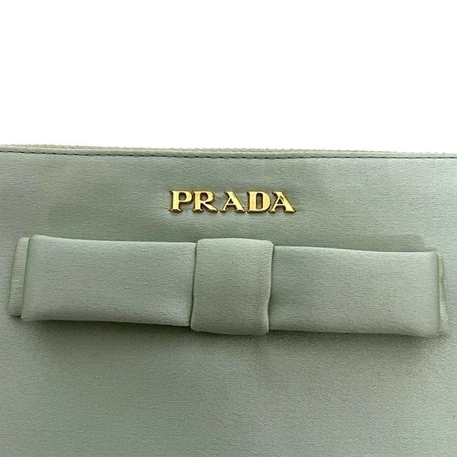 Prada Pouch Light Green Satin 210 Ribbon — view 5
