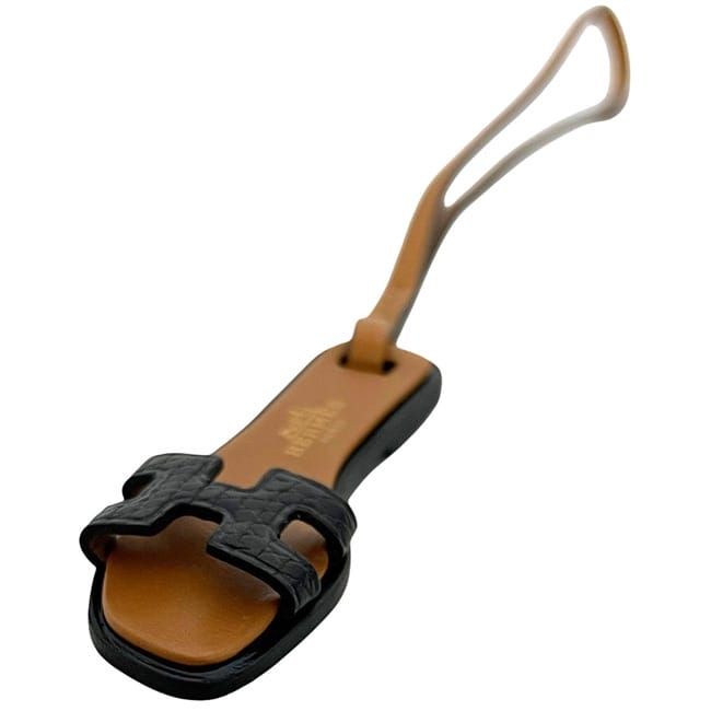 Hermes Charm Orannano Brown Black Leather — view 5
