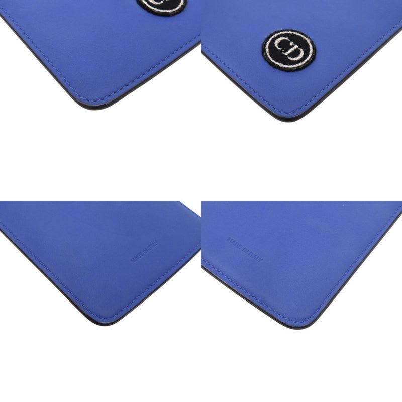 Christian Dior Neck Pouch Leather Blue Card Case 1422 — view 9
