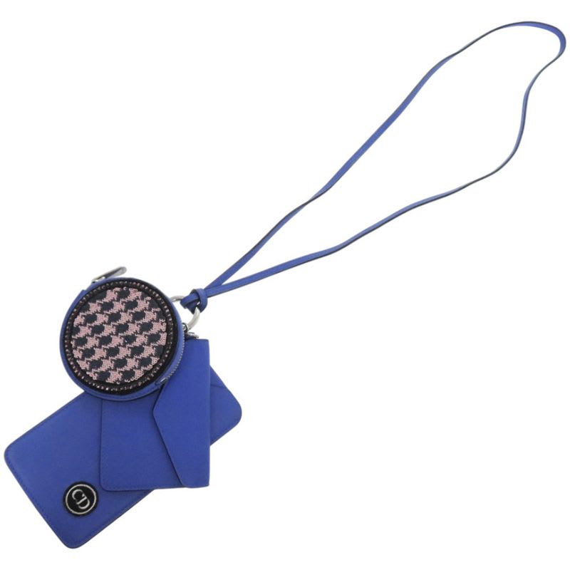Christian Dior Neck Pouch Leather Blue Card Case 1422 — view 4