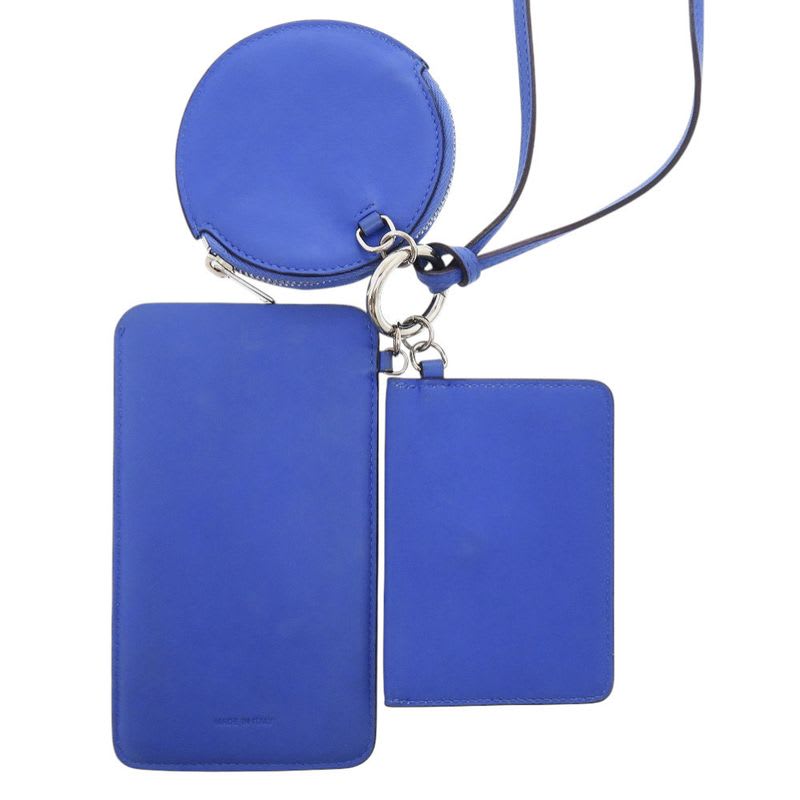Christian Dior Neck Pouch Leather Blue Card Case 1422 — view 3