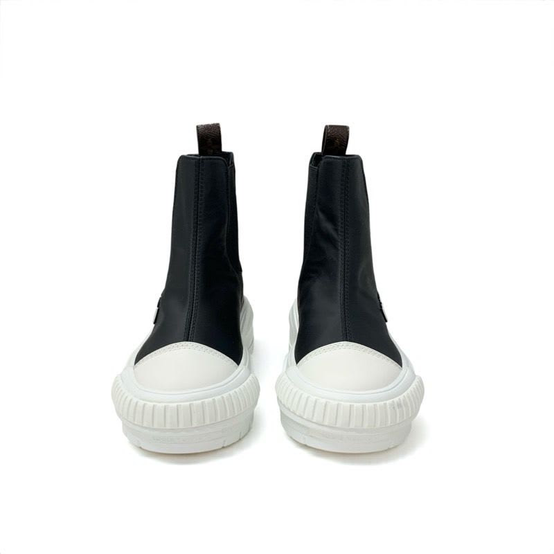 Louis Vuitton Squad Line Monogram Boots Short Shoes Leather Black White — view 3
