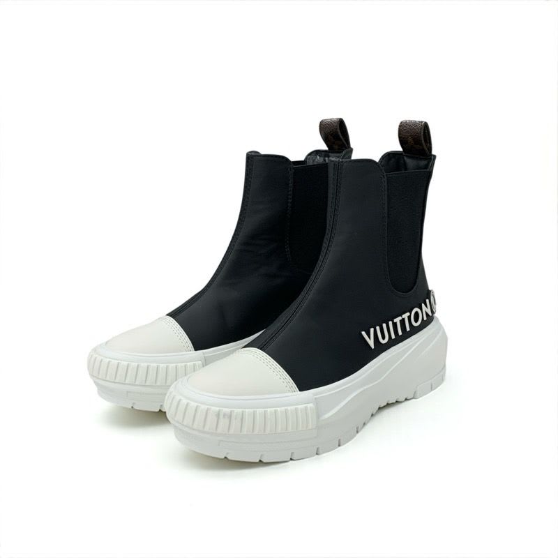 Louis Vuitton Squad Line Monogram Boots Short Shoes Leather Black White — view 2