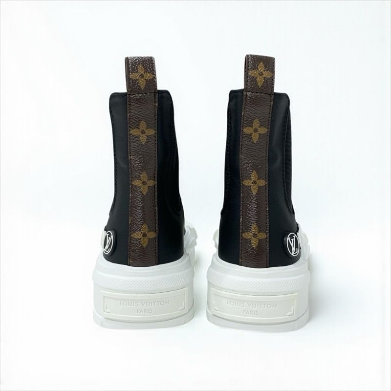 Louis Vuitton Squad Line Monogram Boots Short Shoes Leather Black White — view 5