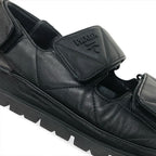 Prada Sandals Shoes Leather Black Logo Padded Nappa Velcro — view 9