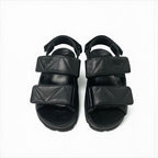 Prada Sandals Shoes Leather Black Logo Padded Nappa Velcro — view 2
