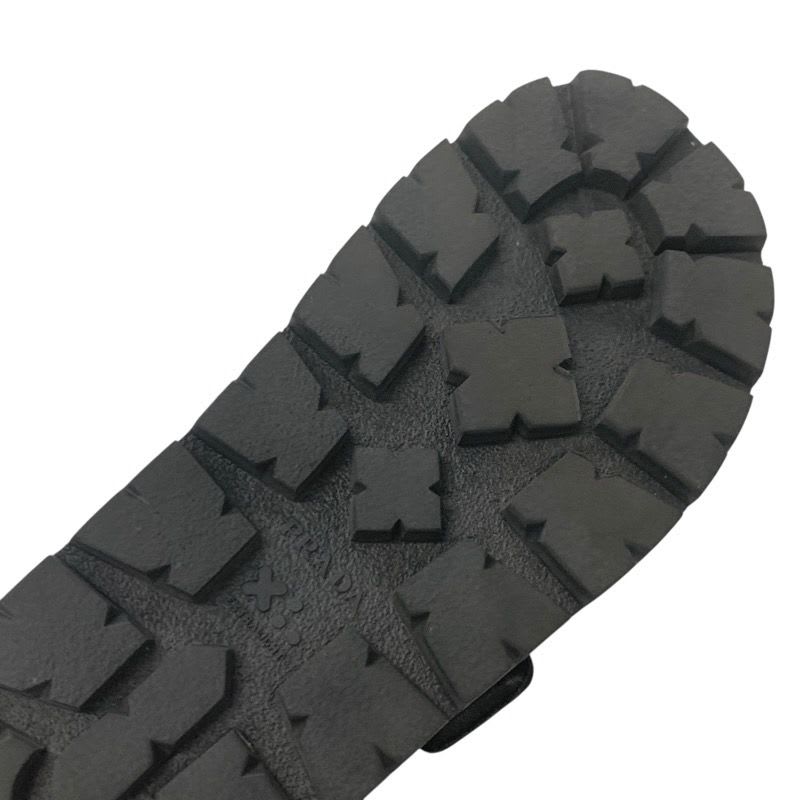 Prada Sandals Shoes Leather Black Logo Padded Nappa Velcro — view 8