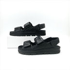Prada Sandals Shoes Leather Black Logo Padded Nappa Velcro — view 3