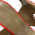 Hermes Blinker Sandals Shoes Leather Red Brown Strap — view 8