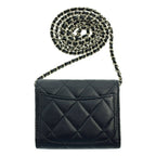 Chanel Quilted Mini Chain Wallet Ap0238 Black — view 2