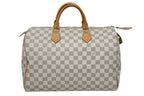 Louis Vuitton Speedy 35 Damier Azur Handbag White Beige