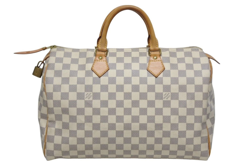 Louis Vuitton Speedy 35 Damier Azur Handbag White Beige — view 2