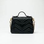 Gucci Bag Shoulder Black Gold GG Marmont Mini Top Handle 2-Way Handbag