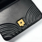 Gucci Bag Shoulder Black Gold GG Marmont Mini Top Handle 2-Way Handbag