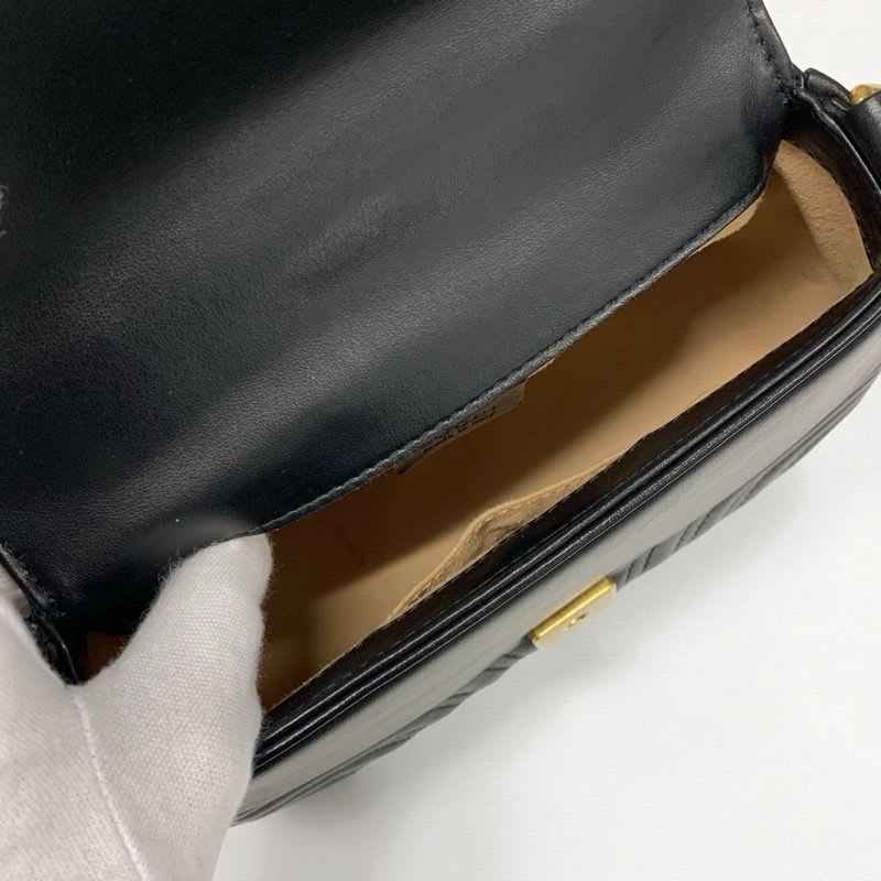 Gucci Bag Shoulder Black Gold GG Marmont Mini Top Handle 2-Way Handbag — view 9