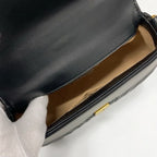 Gucci Bag Shoulder Black Gold GG Marmont Mini Top Handle 2-Way Handbag