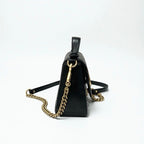 Gucci Bag Shoulder Black Gold GG Marmont Mini Top Handle 2-Way Handbag