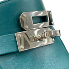 Hermes Oz Flat Shoes Leather Green Silver Mule Slipper Sandals Kelly Hardware — view 9