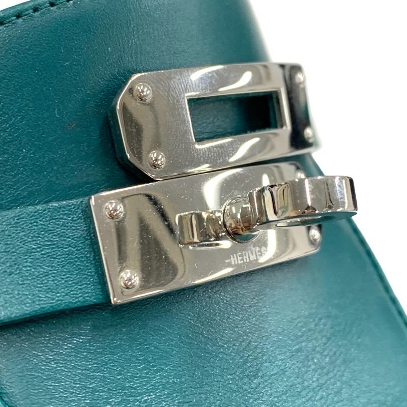 Hermes Oz Flat Shoes Leather Green Silver Mule Slipper Sandals Kelly Hardware — view 9