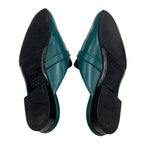 Hermes Oz Flat Shoes Leather Green Silver Mule Slipper Sandals Kelly Hardware — view 6