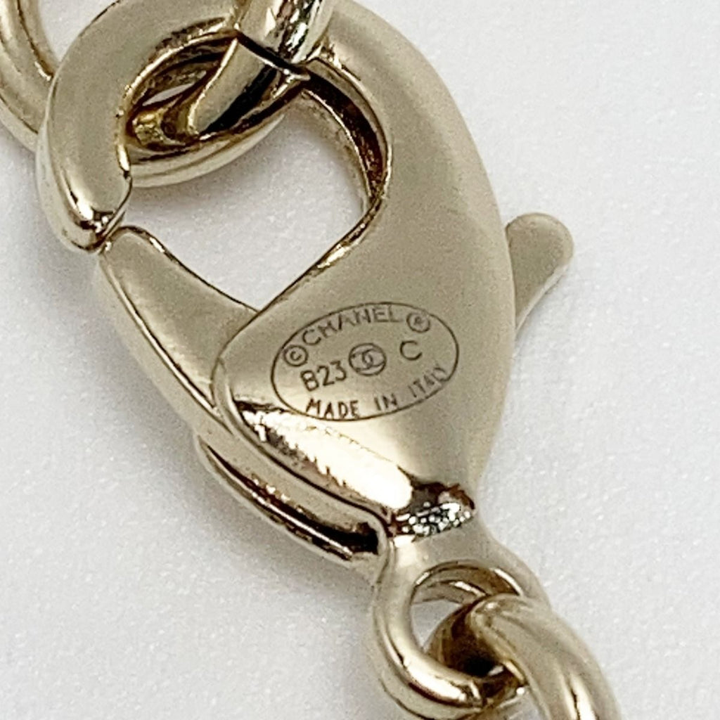 Chanel Coco Mark Heart Arrow Necklace B23 C Gold GP Rhinestone — view 6