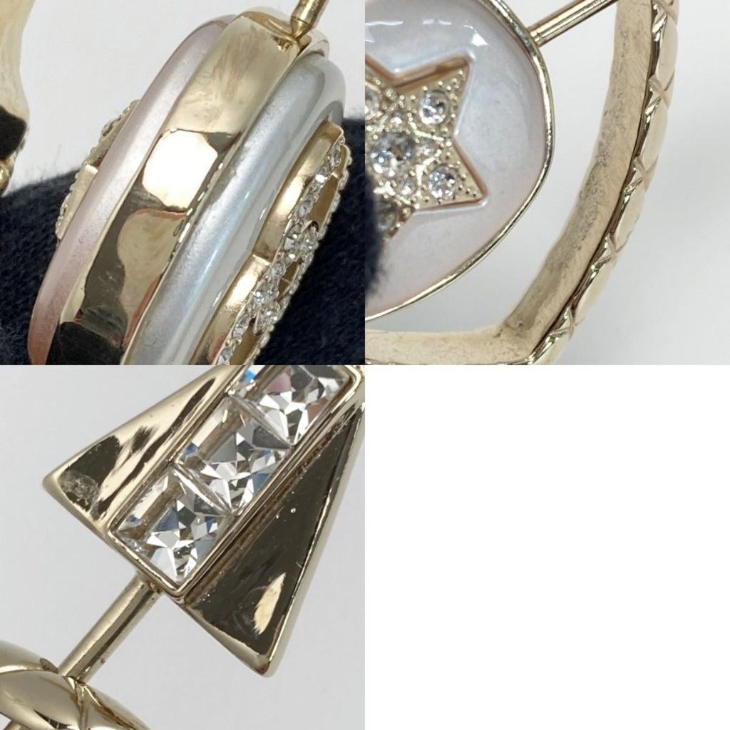 Chanel Coco Mark Heart Arrow Necklace B23 C Gold GP Rhinestone — view 8