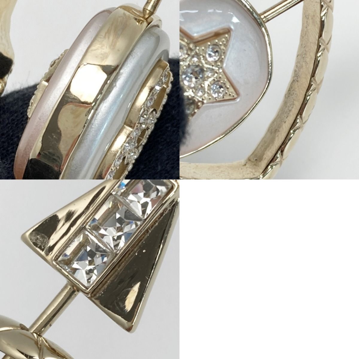 Chanel Coco Mark Heart Arrow Necklace B23 C Gold GP Rhinestone — view 8