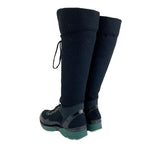 Chanel Boots Long Shoes Tweed Leather Black Lace Up Coco Mark Lame — view 4
