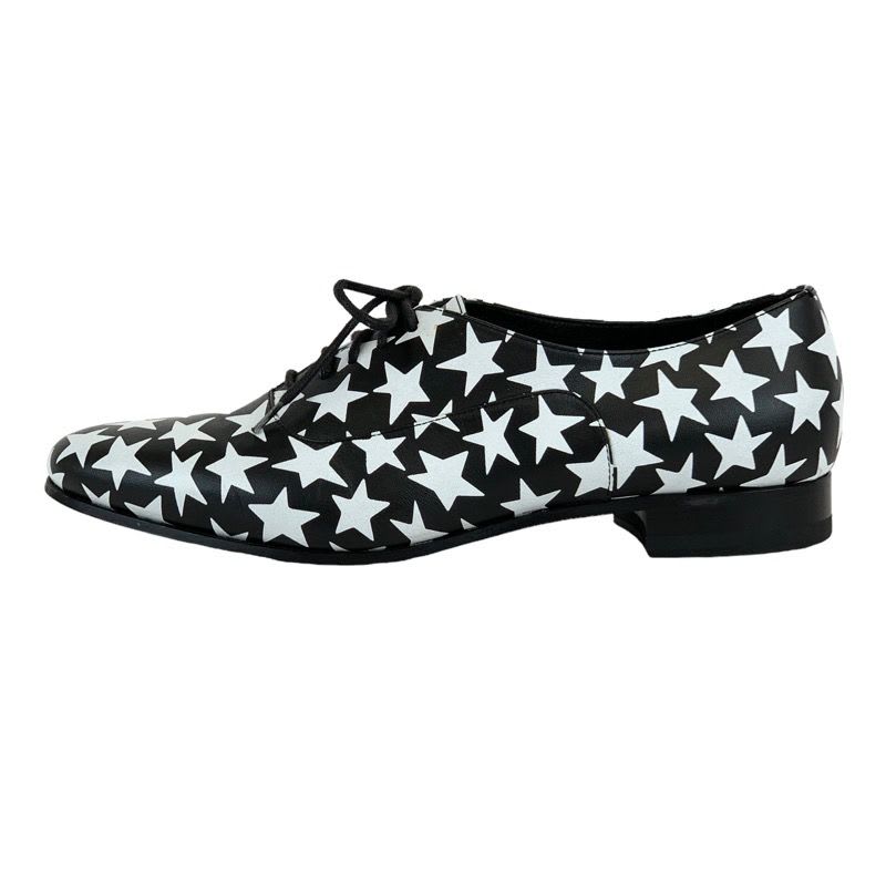 Saint Laurent Loafers Leather Shoes Black White Dress Lace Up — view 3