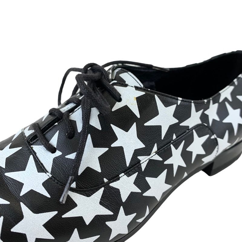 Saint Laurent Loafers Leather Shoes Black White Dress Lace Up — view 9