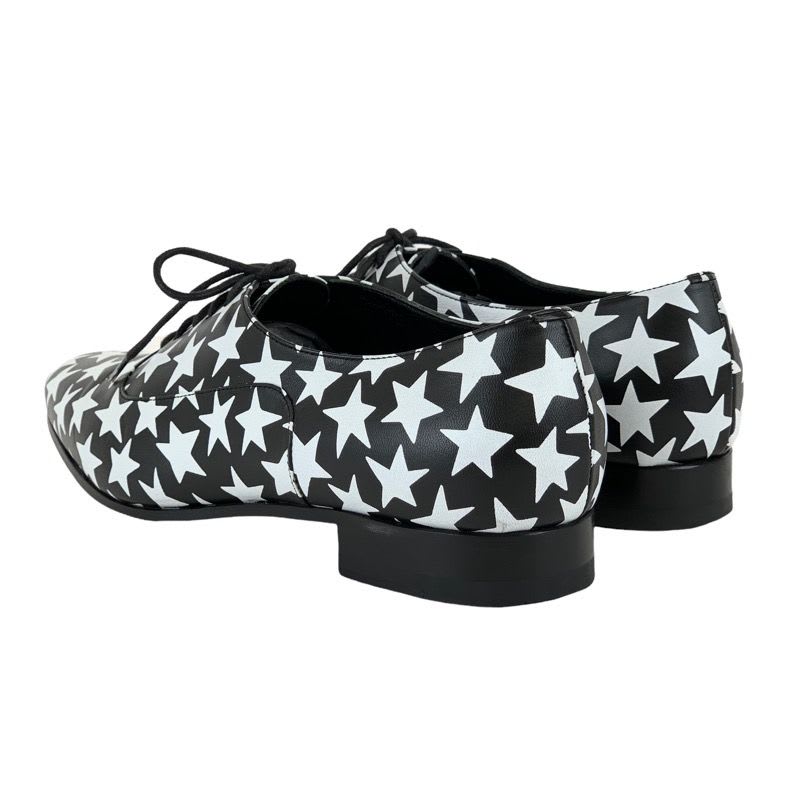 Saint Laurent Loafers Leather Shoes Black White Dress Lace Up — view 4