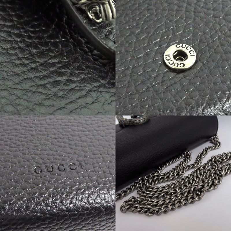 Gucci Dionysus Chain Wallet Leather Black Crystal Taiga — view 8