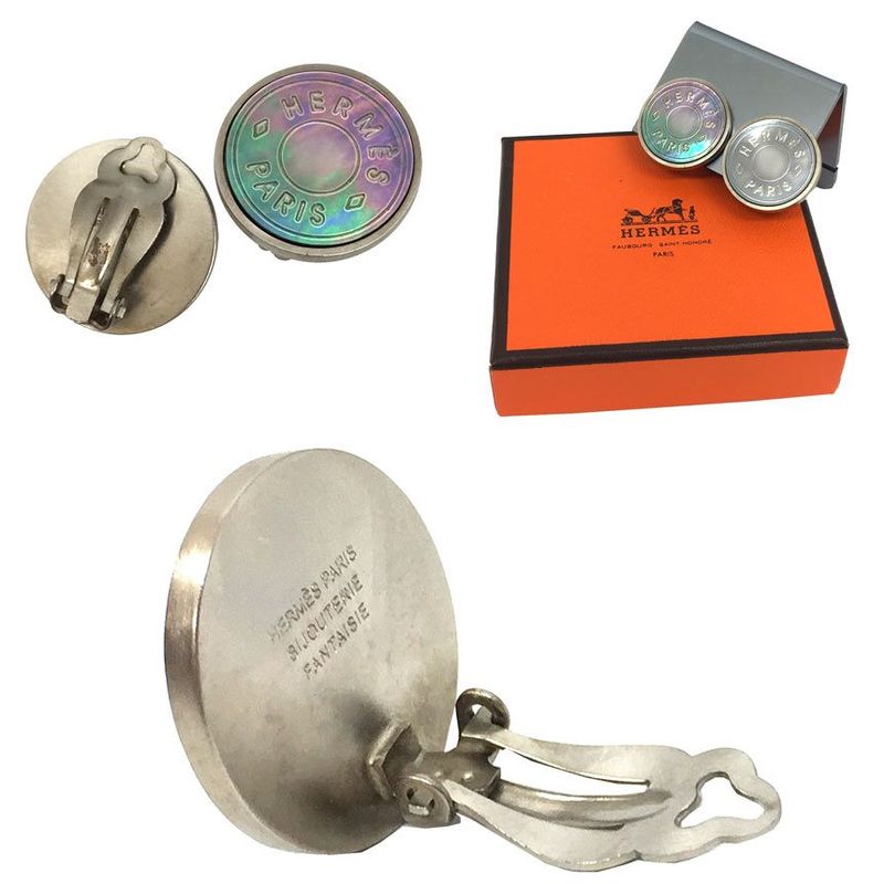 Hermes Serie Earrings Black Shell Aq7174 — view 3