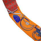 Hermes Scarf Twill Silk Folding Top Carriage les Voitures Orange Cobalt Vermillion — view 6