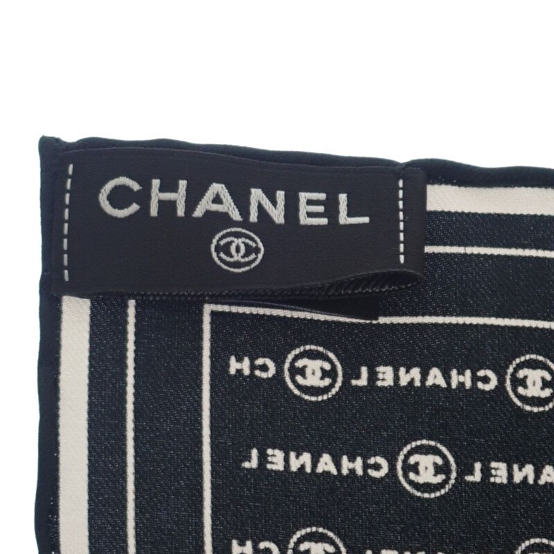 Chanel Coco Mark Scarf Silk Black — view 6