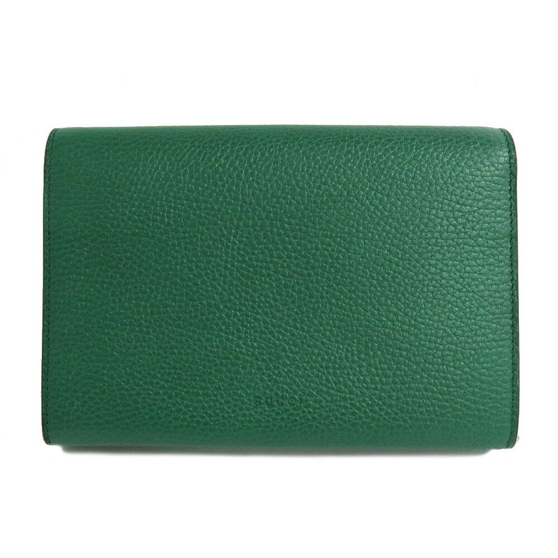 Gucci Dionysus Chain Wallet Leather Green Gold Silver Hardware — view 2