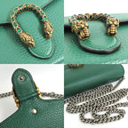 Gucci Dionysus Chain Wallet Leather Green Gold Silver Hardware — view 8