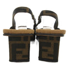 Fendi Sandals Zucca Pattern Canvas Square Heel 37 Brown Black JS GY18 — view 4