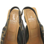 Fendi Sandals Zucca Pattern Canvas Square Heel 37 Brown Black JS GY18 — view 6