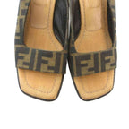 Fendi Sandals Zucca Pattern Canvas Square Heel 37 Brown Black JS GY18 — view 7
