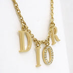 Dior Necklace Logo Metal GP Gold Color GD Rhinestone 8.0 — view 4