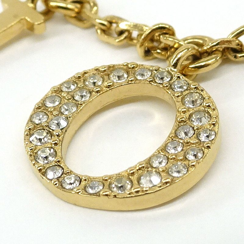Dior Necklace Logo Metal GP Gold Color GD Rhinestone 8.0 — view 6
