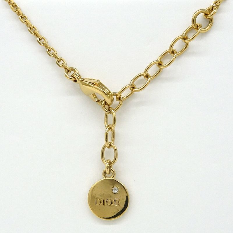 Dior Necklace Logo Metal GP Gold Color GD Rhinestone 8.0 — view 5