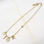 Dior Necklace Logo Metal GP Gold Color GD Rhinestone 8.0 — view 9
