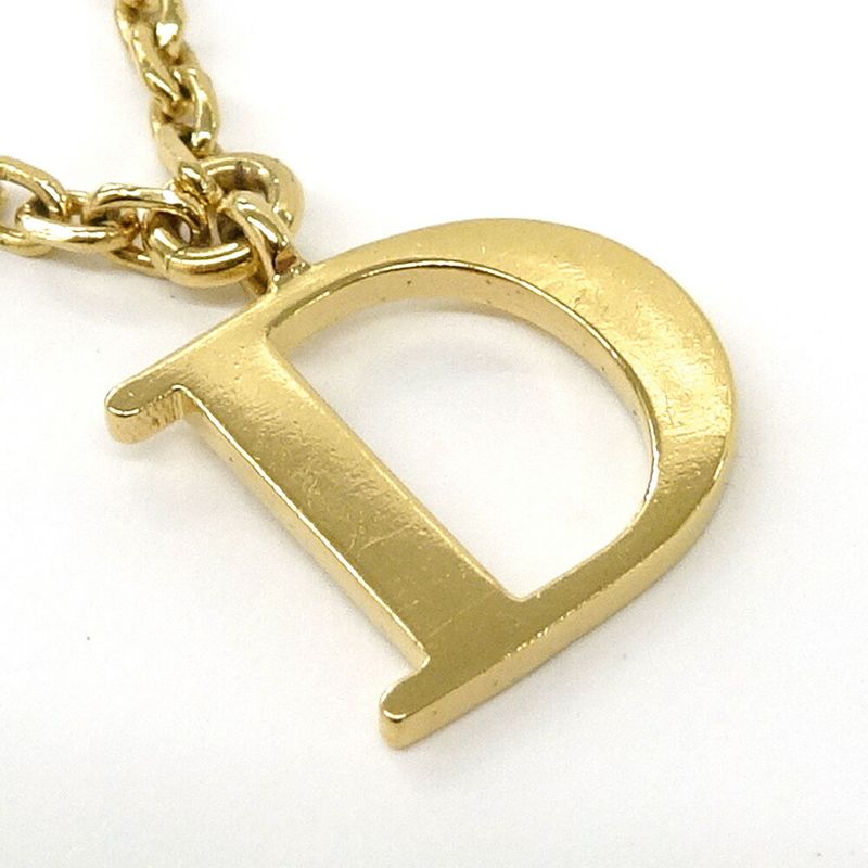 Dior Necklace Logo Metal GP Gold Color GD Rhinestone 8.0 — view 8