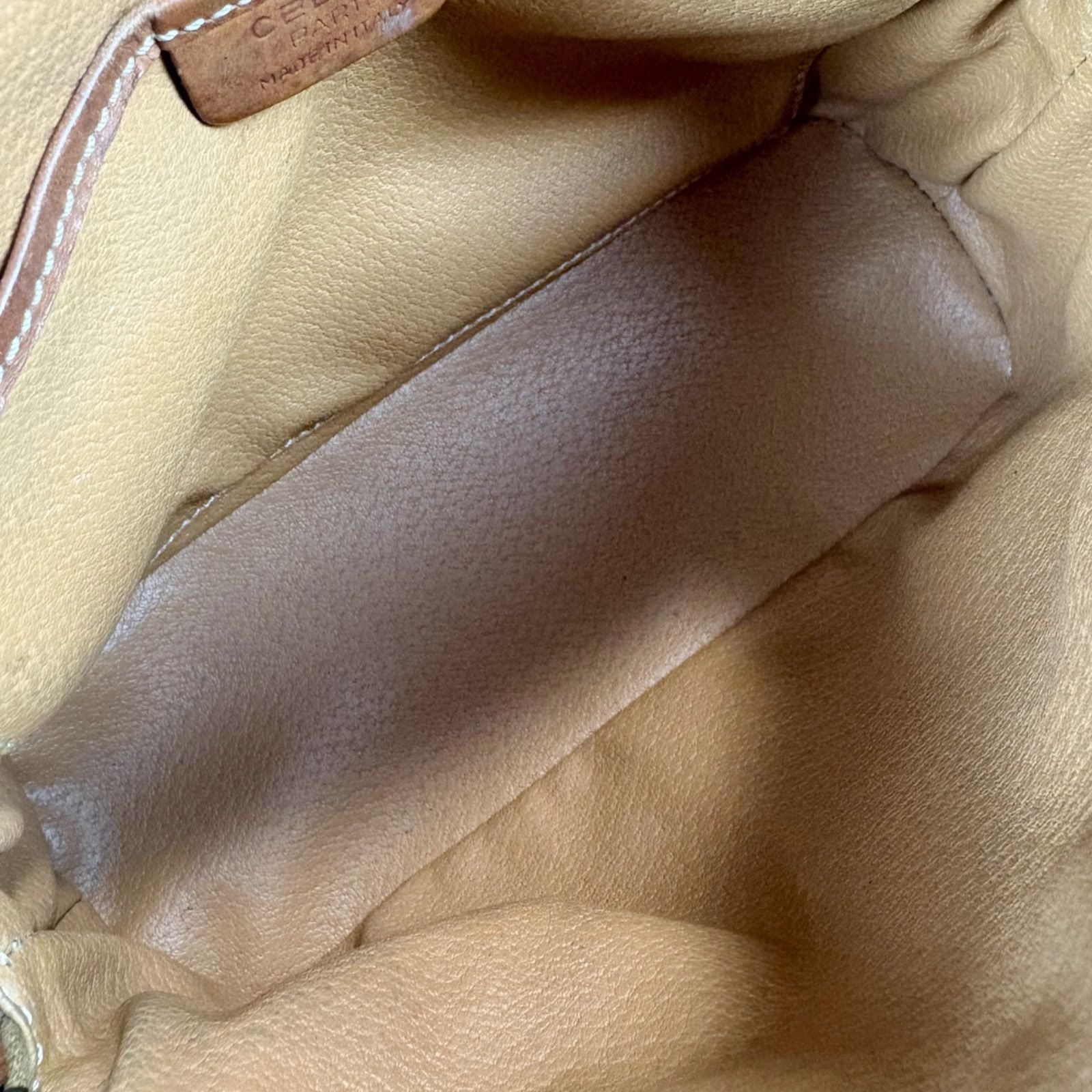 Celine 2-Way Mini Top Handle Bag Macadam Pattern Leather Brown — view 8