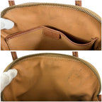 Celine 2-Way Mini Top Handle Bag Macadam Pattern Leather Brown — view 6
