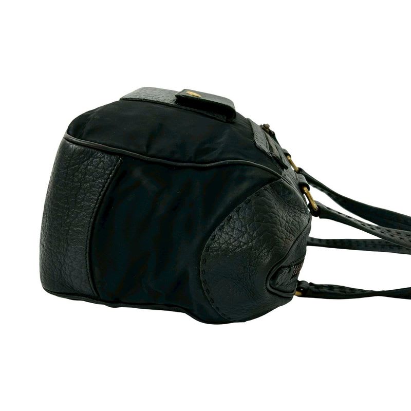Prada Triangle Logo Hardware Tessuto Nylon Leather Tote Bag — view 7