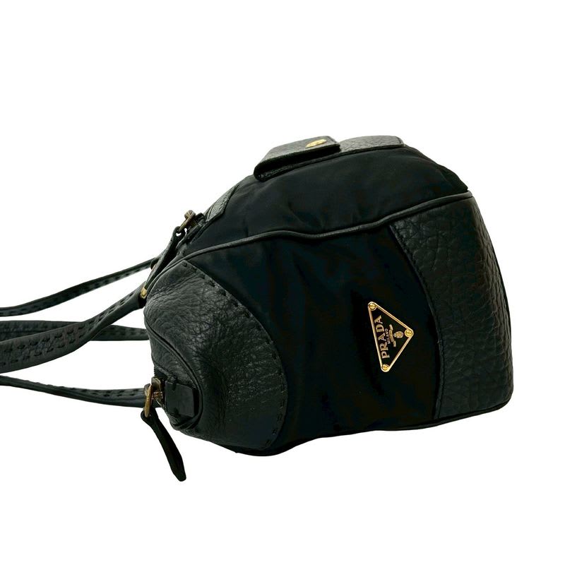 Prada Triangle Logo Hardware Tessuto Nylon Leather Tote Bag — view 6
